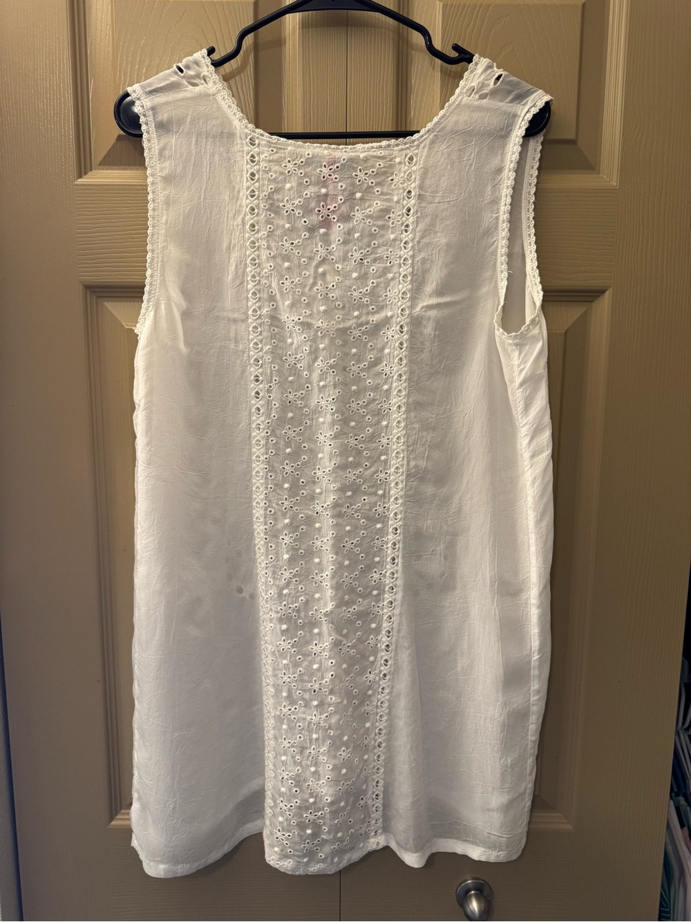 Johnny Was - White Eyelet Embroidered Sleeveless Tunic Tank Top Boho (Medium) - Picture 3 of 4